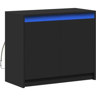 Image of vidaXL Sideboard with LED Black 72x34x61 cm Engineered Wood