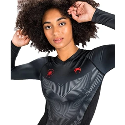 Image of Venum Women&#039;s Phantom Compression T Shirt Long Sleeve, Black/Red, Small