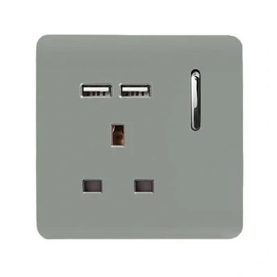 Image of Trendi Switch 1 Gang 13 Amp 2.1 USB Plug Socket in Platinum Silver