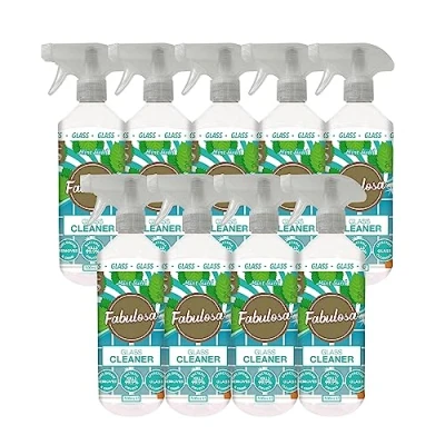 Image of Fabulosa Antibacterial Streak Free Glass Cleaner Trigger Spray with Lasting Fragrance, Pack of 9, 500ml, Mint Swirl
