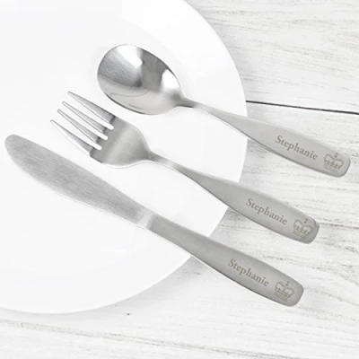 Image of Custom Personalised 3 Piece Princess Cutlery Set for Girls