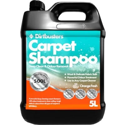 Image of Dirtbusters Carpet Cleaner Shampoo Solution, Clean &amp; Deodorise Stain Remove Odour Treatment, Orange Fresh (5L)