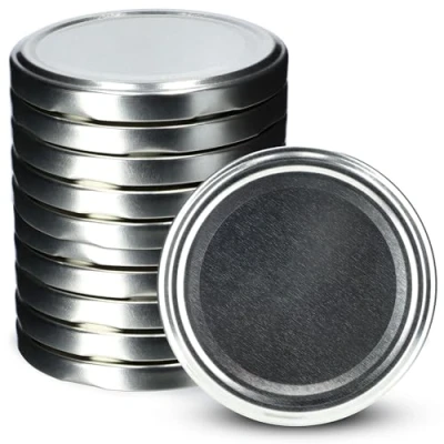 Image of KADAX Jar Lids Ø 82 mm, Secure Metal with Six Threads, Seals Replacement, Twist Off Closure for Pickling and Preserving (Silver, Set of 10)