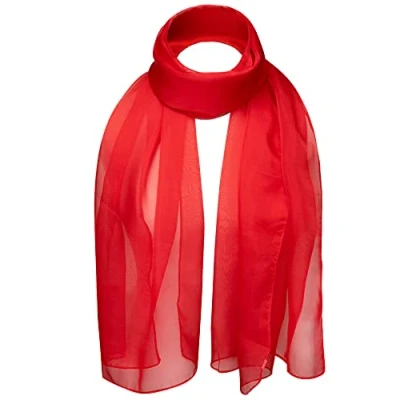 Image of Basic Sense Plain Chiffon Soft Sheer Scarf, Red
