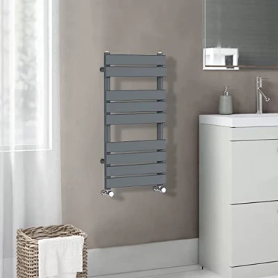 Image of Warmehaus Flat Panel Heated Towel Rail Radiator Ladder Rad Anthracite 950 x 500mm Grey Central Heating Warmer for Bathroom Kitchen