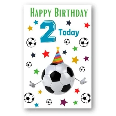 Image of Second Ave 2nd Birthday Age 2 Football Children&#039;s Kids Happy Card Greetings