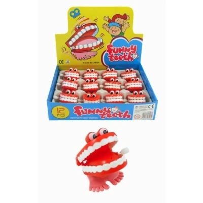 Image of Henbrandt 6 Clockwork Walking Chatting Teeth Toys W/ Eyes / Party Bag Fillers Lucky Dip