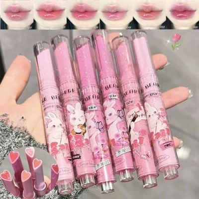 Image of Riroenst 6 Colors Crystal Jelly Lipstick Set, Tinted Heart Shape Lip Balm, Mirror Moisturizing Gloss, Waterproof Long lasting Nourishing Care Tint Makeup