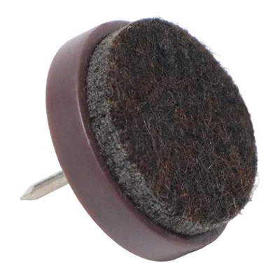 Image of Adsamm® / 16 x Felt pads with nail Ø 0,94&#039;&#039; (Ø 24 mm) brown round Premium quality furniture sliders by