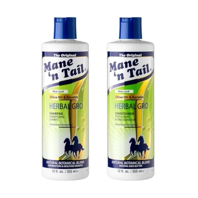 Image of Mane &#039;n Tail Herbal Gro Shampoo and Conditioner Twin Pack, Nourishes Strengthens, Olive Oil Keratin, 355 ml (Pack of 1)