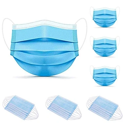 Image of Wellpack Europe 3ply Blue Face Masks Pack 50 Disposable 3 layer Breathable Adjustable Cover Mask