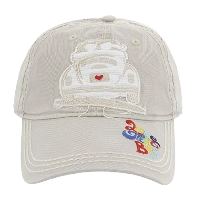 Image of BRISA VW Collection Volkswagen Baseball Cap Military Hat Headwear with Beetle Bug Motif (Love That Bug/Beige)