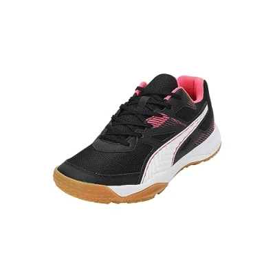 Image of Puma Unisex Adults Solarflash Ii Indoor Court Shoes, Black Fire Orchid White Gum, 4.5 UK