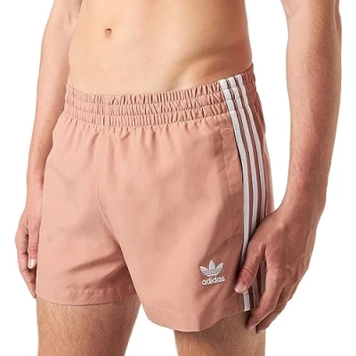 Image of adidas Originals Mens Adicolor 3 Stripes Swim Shorts Brown Recycled Material Size Small