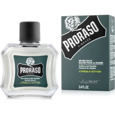 Image of Proraso Beard Balm, Cypress &amp; Vetyver, 100ml, Fresh Scented Balm for Men Softens, Protects and Eases Itching Discomfort, Made in Italy