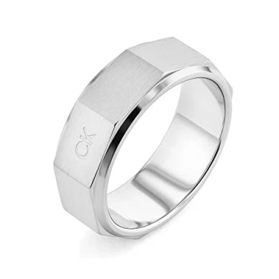 Image of Calvin Klein Brushed Polished Faceted BOLT Ring silvercoloured, Men&#039;s, Size: 64, Silver coloured