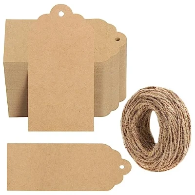 Image of Belle Vous 1000 Pack of Brown Kraft Paper Gift Tags &amp; String 5 x 10cm/2 4 Inches Rectangle Writable Hanging Labels for Presents, DIY Crafts, Christmas, Wedding, Birthdays and Merchandising