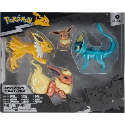 Image of Pokemon Select Evolution Multipack (2&quot; Eevee #1, 3&quot; Jolteon, Vaporeon, Flareon)