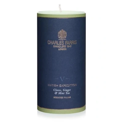Image of Charles Farris British Expedition Luxury Scented Pillar Candle 75+ Hours Burn Time (Cloves, Tobacco &amp; Mint Tea)