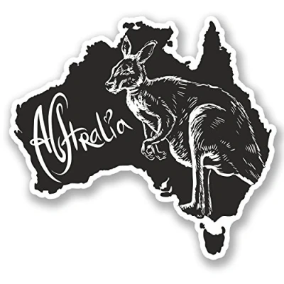 Image of 2 x Australia Vinyl Sticker Bike Laptop Car Luggage Travel Kangaroo #4644 (10cm Wide 9.2cm Tall)