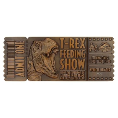 Image of FaNaTtik Jurassic Park Feeding Show Collectible Metal Ticket and Stand