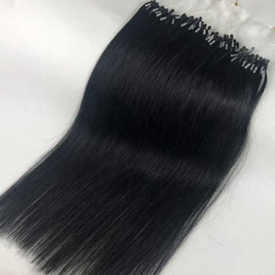 Image of GOOFIT Hair Extensions Micro Loop Human Remy Double Rings 1g/s 50s/pack (18&quot; #01 Jet Black)