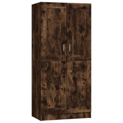 Image of vidaXL Durable Wardrobe, Smoked Oak Engineered Wood, Modern Design, Suitable for Living Room/Bedroom/Mudroom, Compact Clothes &amp; Accessories Storage, Easy Assembly