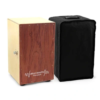 Image of World Rhythm CAJ2 BR Cajon Full Size with Adjustable Snare, Padded Gig Bag and Cushion Brown