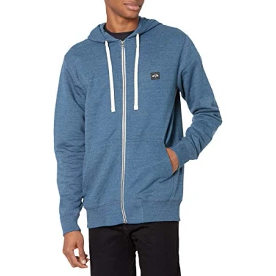 Image of BILLABONG Men&#039;s Classic Premium Full Zip Fleece Sweatshirt Hoodie Hooded, Dark Royal, Medium