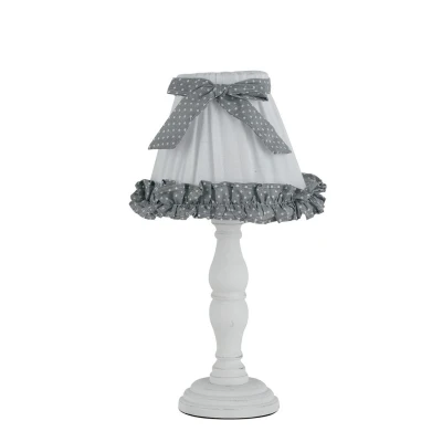 Image of CANDY Table Lamp with Round Tapered Shade Wood, Cotton Lampshade 18x34cm