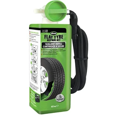 Image of Slime 10180 Flat Tyre Puncture Repair Kit Refill, Emergency for Car Tyres, Sealant Replacement, Suitable Cars and Other Highway Vehicles, 10 Min Fix