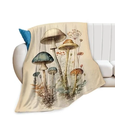 Image of Mushroom Blanket Mushrooms Throw Blankets Plush Cozy Flannel Fleece Ultra Soft Fuzzy Party Gifts for Girls Women Kids Adult 60&quot;X50&quot;