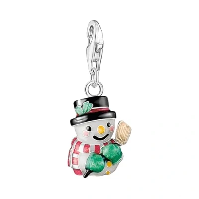 Image of Thomas Sabo Women Silver Snowman Charm Pendant Recycled 925 Silver, Cold Enamel 2195 007 7