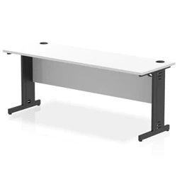 Image of Impulse 1800x600mm Straight Desk White Top Black Cable Managed Leg