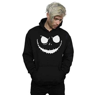Image of Disney Men&#039;s Nightmare Before Christmas Jack&#039;s Face Bold Hoodie Black Large