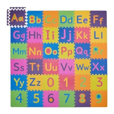 Image of Relaxdays Puzzle Mat, ABC and Numbers, 90 Pieces, Playmat for Children, WXD: 180.5 x cm, Soft EVA Foam, Colourful, 1 cm