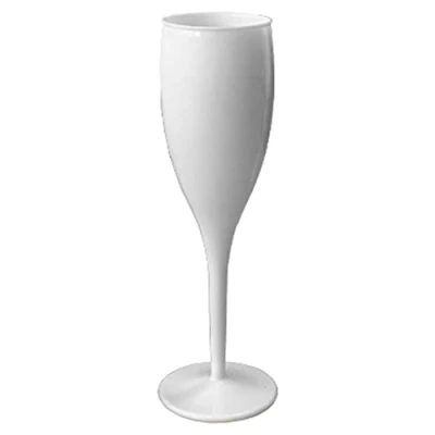 Image of Belgravia Black or White Plastic Re useable Champagne Flutes Pack 6’s (White)