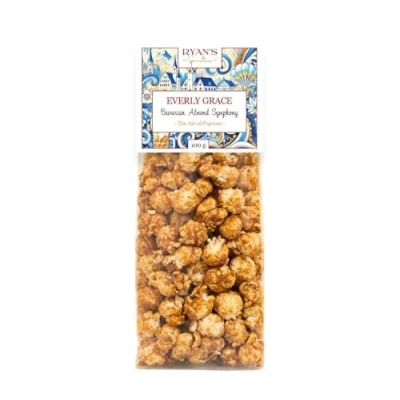 Image of Everly Grace Popcorn Bavarian Almond Symphony, 100 g bags with caramel and roasted almonds from our manufactory in Augsburg, Germany