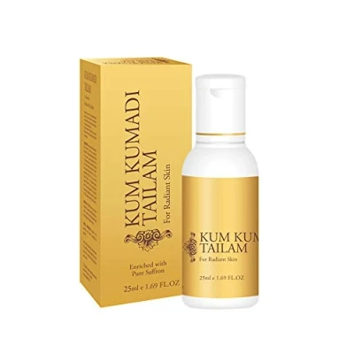 Image of Vasu Kumkumadi Tailam 100% Ayurvedic controls Acne, Rosacea, Pimples and gives Radiant Skin Enriched With Pure Saffron 25ml