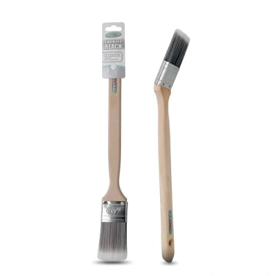 Image of Axus Decor Awkward Reach Paint Brush (Grey Color) For Behind Radiators, Pipes, and Other Hard to access Areas, Eco friendly Natural Bamboo Handles, Anti Rust Stainless Steel 2&quot; / 50mm