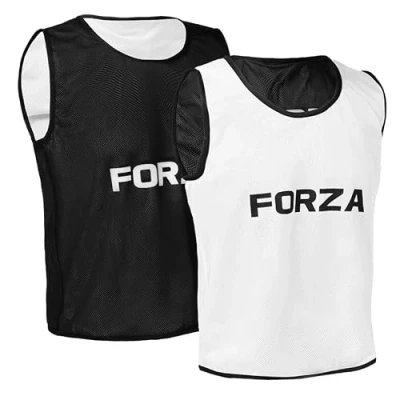 Image of FORZA Premium Reversible Training Bibs (Pack of 5) Lightweight Polyester Sports Vests Kids and Adult Sizes (Black &amp; White, L/XL)