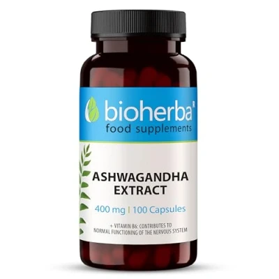 Image of 100 Ashwagandha high Strength Cortisol Reducing Supplements Capsules Extract 400mg per Capsule and 1600 Daily dose. Blocker by BIOHERBA