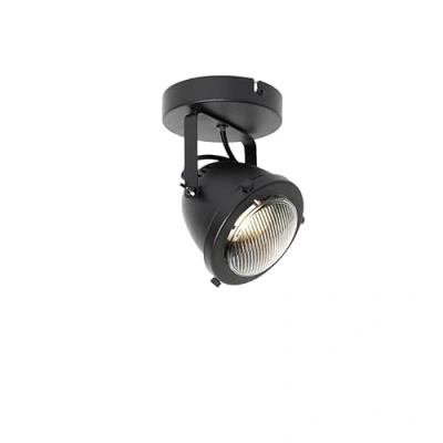 Image of Qazqa Industrial Spotlight Ceiling Black Adjustable Emado Suitable for LED GU10 1 Way Light Steel Surface Mounted spotway Kitchen I Bedroom