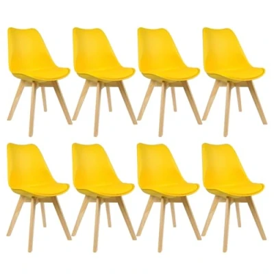 Image of WOLTU 8 X Dining Chair Kitchen Faux Leather and Solid Wood for Living Room/Home/Office, Lounge Modern, Accent with Backrest BH29gb