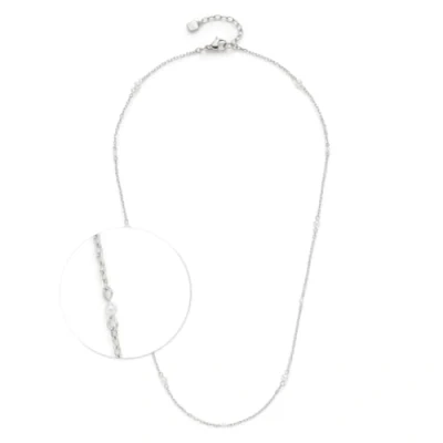 Image of JEWELS BY LEONARDO Ciao Navina Necklace Short Chain Silver Coloured Stainless Steel Filigree White Imitation Pearls 42 47 cm Length Jewellery Gift 024452, cm, Steel, No Gemstone
