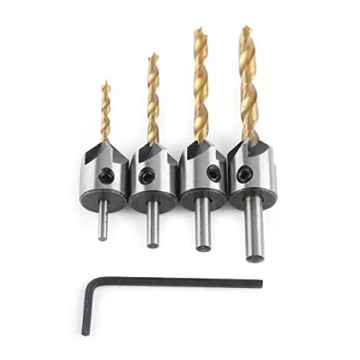 Image of 4Pcs Woodworking Countersink Drill Bit Set Counter Sink Carpentry Reamer Boring Tool Round Shank with Hex Key 3mm 6mm
