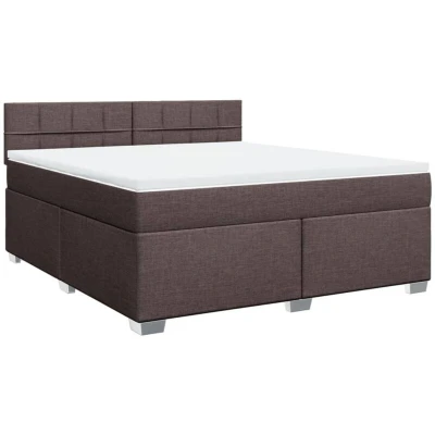 Image of vidaXL Box Spring Bed with Mattress Dark Brown 180x200 cm Fabric