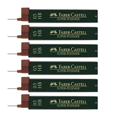 Image of Faber Castell 205040 Super Polymer Pencil Leads Set of 6 with 12 Each 0.5 mm HB Hardness