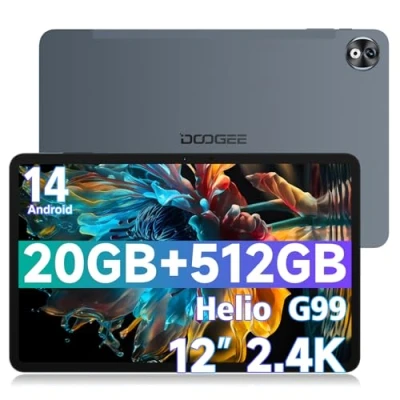 Image of DOOGEE T40 Pro Tablet 12 Inch 20GB RAM + 512GB ROM (2TB TF), 2.4K Android 14 Tablets, 10800mAh Battery Helio G99 Tablet, 7.6 mm, 16MP+8MP, 4 Stereo Speakers, Dual 4G LTE Grey