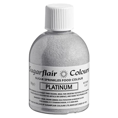 Image of Sugarflair Platinum Edible Glitter Sugar Sprinkles for Cake Decorating, Sprinkle on Cakes, Cupcakes Treats, Desserts Ice Cream and Deserts 100g